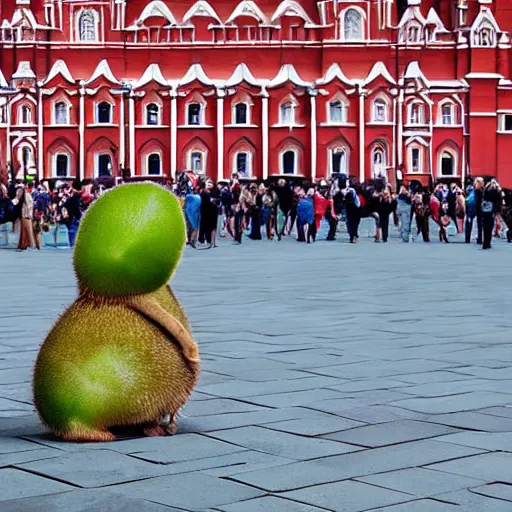 Image similar to epic photo giant kiwi standing on red square