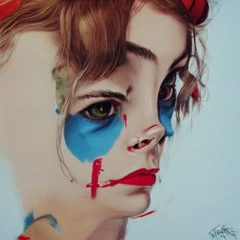 Image similar to Street-art portrait of Cara Delevingne in style of Etam Cru, photorealism
