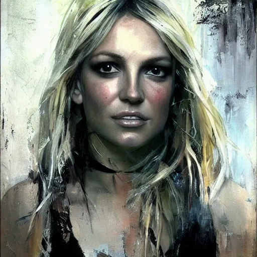 Image similar to britney spears and olivia wilde morphed together, hybrid, jeremy mann painting