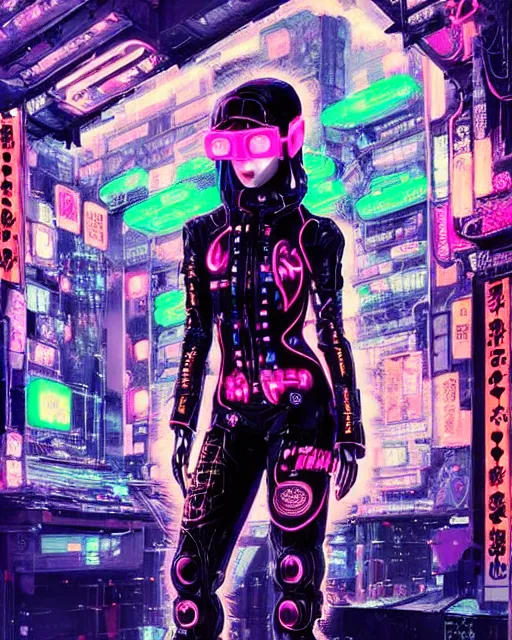 Image similar to detailed portrait Neon Operator Girl, cyberpunk futuristic neon, reflective catsuit, decorated with traditional Japanese ornaments by Ismail inceoglu dragan bibin hans thoma !dream detailed portrait Neon Operator Girl, cyberpunk futuristic neon, reflective puffy coat, decorated with traditional Japanese ornaments by Ismail inceoglu dragan bibin hans thoma greg rutkowski Alexandros Pyromallis Nekro Rene Maritte Illustrated, Perfect face, fine details, realistic shaded, fine-face, pretty face