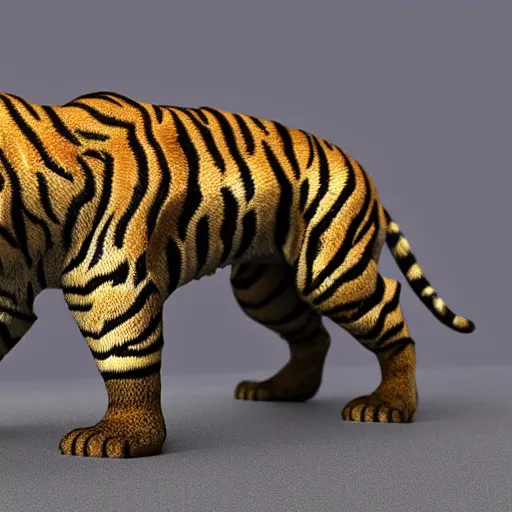 Prompt: a steamcore sabertooth tiger, appgamekit, 3 d rendered from stone and diamond, modern,