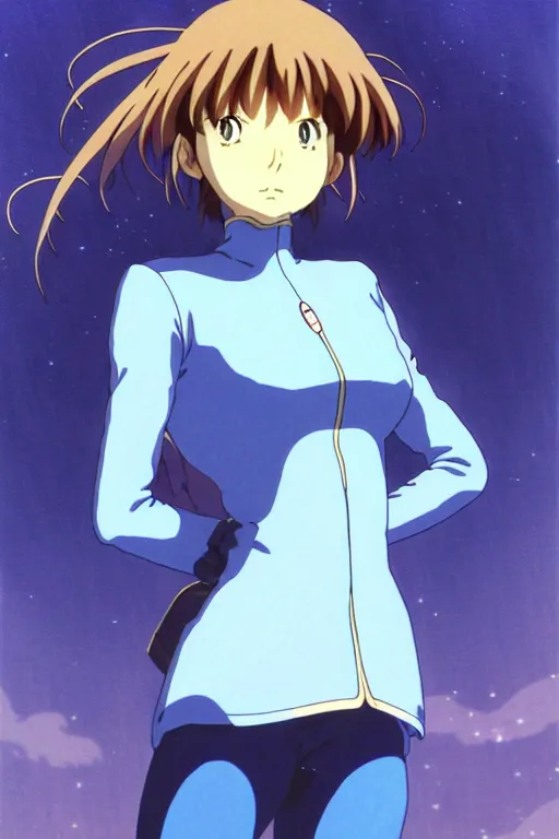 Image similar to anime art full body portrait character nausicaa by hayao miyazaki concept art, anime key visual of elegant young female, short brown hair and large eyes, finely detailed perfect face delicate features directed gaze, valley of the wind and mountains background, trending on pixiv fanbox, studio ghibli, extremely high quality artwork by kushart krenz cute sparkling eyes