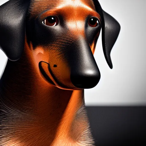 Image similar to photo of all black wiener dog wearing a mask. Matte photo, award winning. Octane render, 4k, 8k, unreal 5, very detailed, hyper control-realism, depth of field.