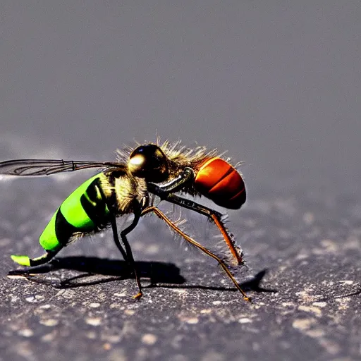 Image similar to kung fu flies fighting with each other, macro, canon eos