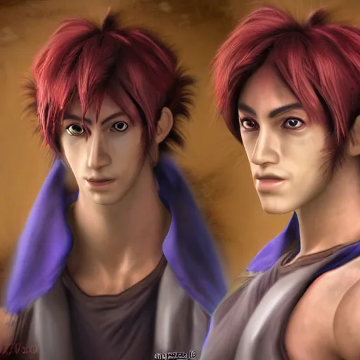 Prompt: Serge from Chrono Cross, character portrait, hyperdetail, realistic, 8k