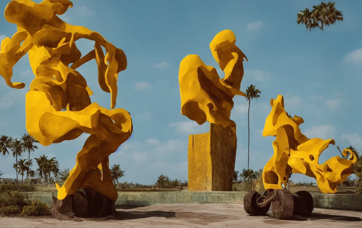 Image similar to a cowboy turning into blooms by slim aarons, by zhang kechun, by lynda benglis. tropical sea slugs, brutalist angular sharp tractor tires. complementary colors. warm soft volumetric dramatic light. national geographic. 8 k, rendered in octane, smooth gradients. sculpture by antonio canova. yellow teal accents.