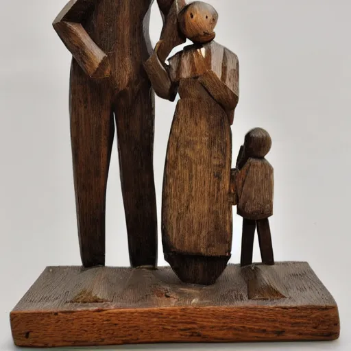 Image similar to Sculpture wooden of a father guiding his daughter