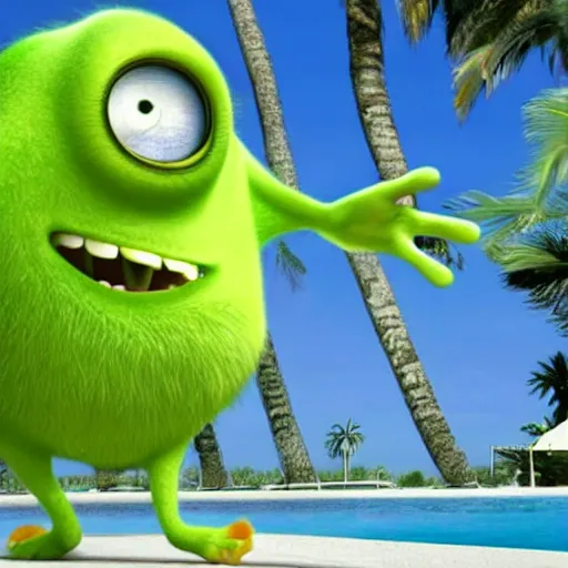 Image similar to mike wazowski in csi : miami, 4 k hd still