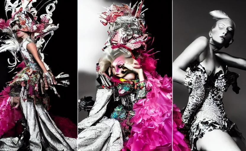 Prompt: IMG_975.raw, lady gaga ,beautiful composition, alexander mcqueen, colourful , 50mm f1.8, ambient light,