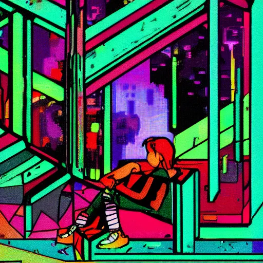 Prompt: sad kid. glitchcore, RGB shift