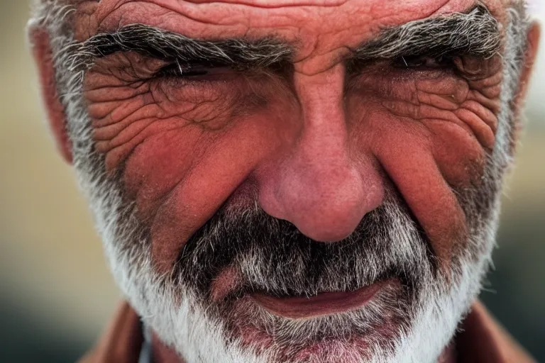 Prompt: Closeup Portrait of Sean Connery, half face, by Steve McCurry, supersharp, crisp, 8K, award winning portrait