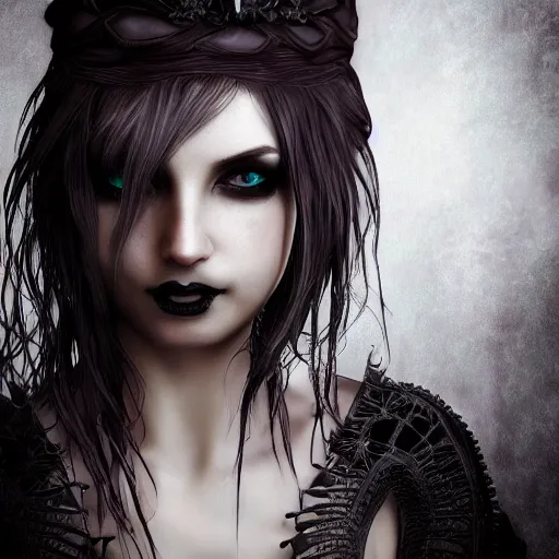 Image similar to full length portrait of a woman with timeless beauty & breathtaking eyes dressed in gothic attire, intricate digital art, elegant, DSLR 8K, biblical art, realism, incomprehensible detail, final fantasy & silent hill aesthetic, photorealistic, lifelike, created by Razaras on deviantart