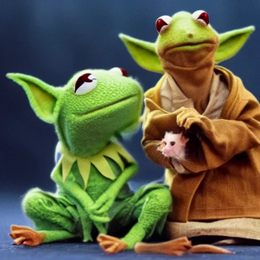 Image similar to kermit and yoda killing hamsters