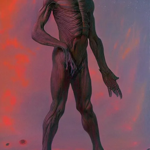Prompt: an intelligent extraterrestrial, painted by wayne douglas barlowe