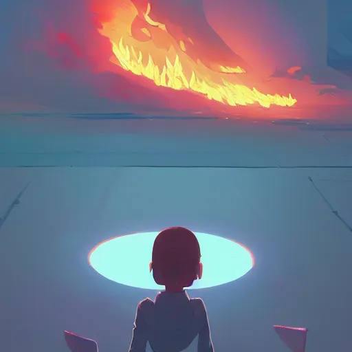 Prompt: this is where i belong, burning in these flames. for everything i have done wrong, i know i am to blame., cory loftis, james gilleard, atey ghailan, makoto shinkai, goro fujita, studio ghibli, rim light, exquisite lighting, clear focus, very coherent, plain background