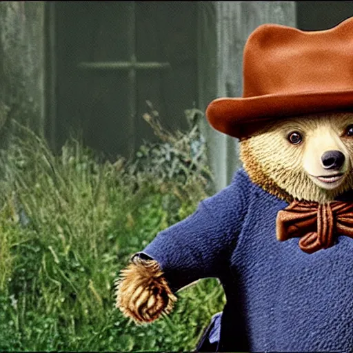 Image similar to paddington the bear but with rabies