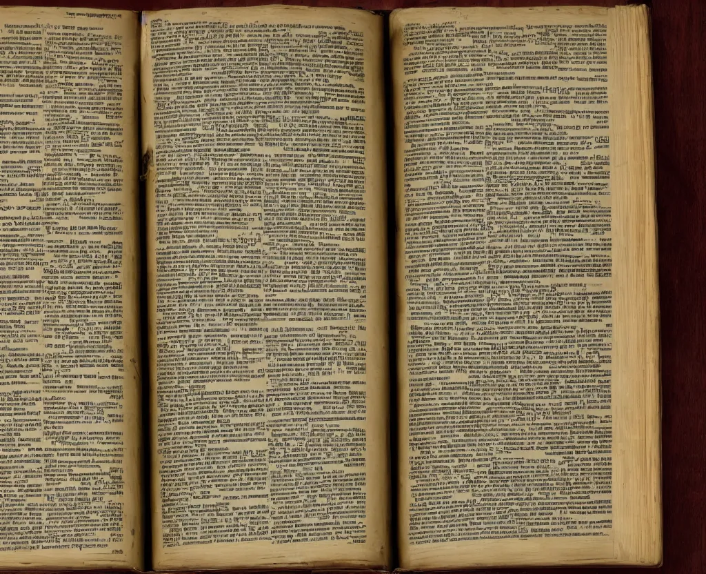 Image similar to a large book resembling a dictionary with evil escaping from it