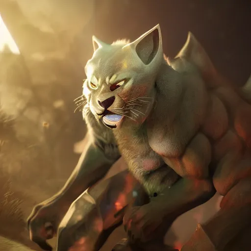 Prompt: rengar, 4 k, volumetric lighting, chromatic aberration, global illumination, dramatic