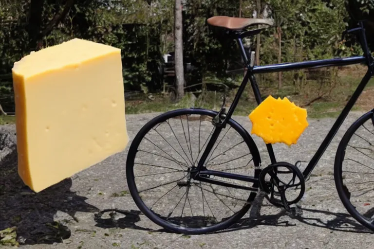 Image similar to Bike made of cheese