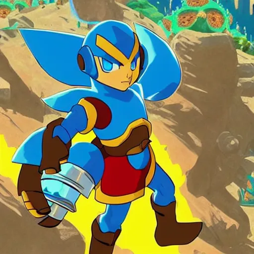 Image similar to Mega Man in The Legend of Zelda Breath of the Wild