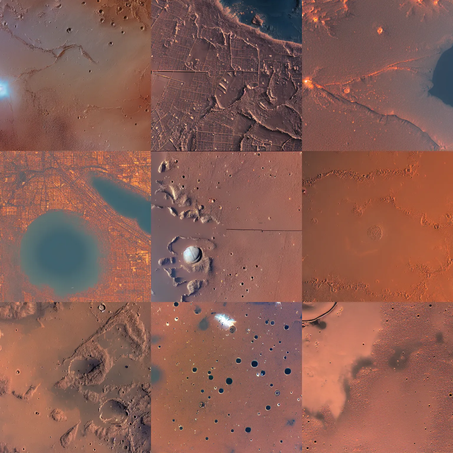 Prompt: satellite image of a city on mars