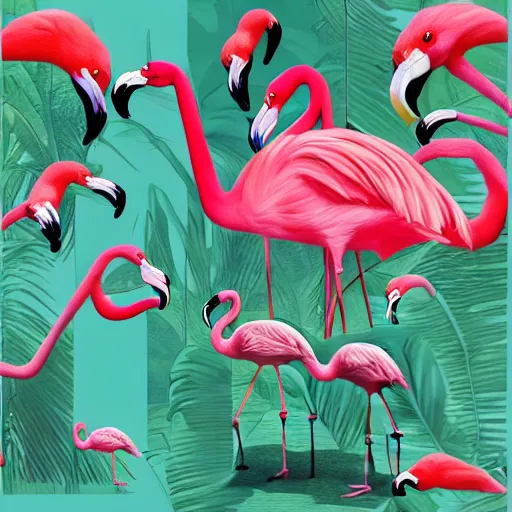 Image similar to the flamingo cafe, internetcore plunderphonic collage, experimental bandcamp album cover, meme trending on artstation