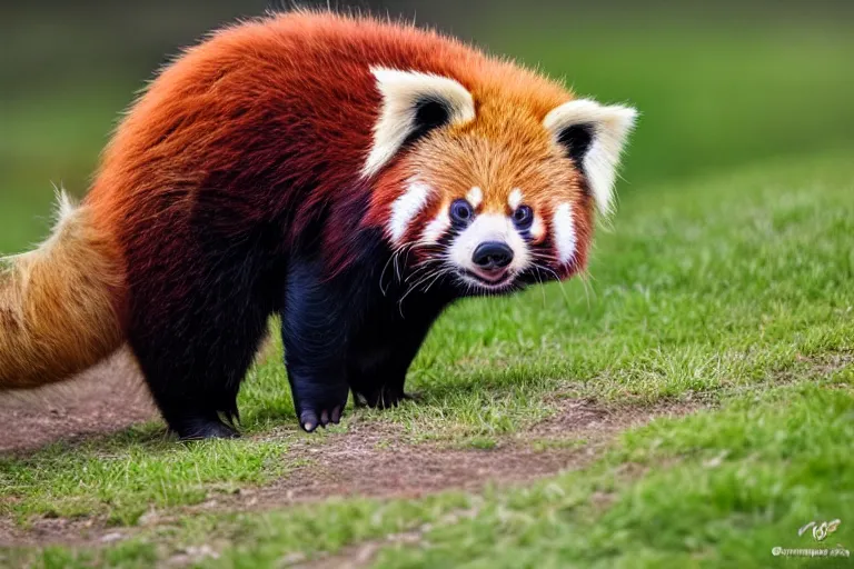 Image similar to a pig red panda!!! hybrid! hyper realistic!! realistic lighting!! wildlife photographer of the year!!! bold natural colors, national geographic, hd, wide angle, 8 k