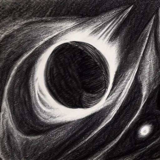 Prompt: a black hole explosion event, pencil painting