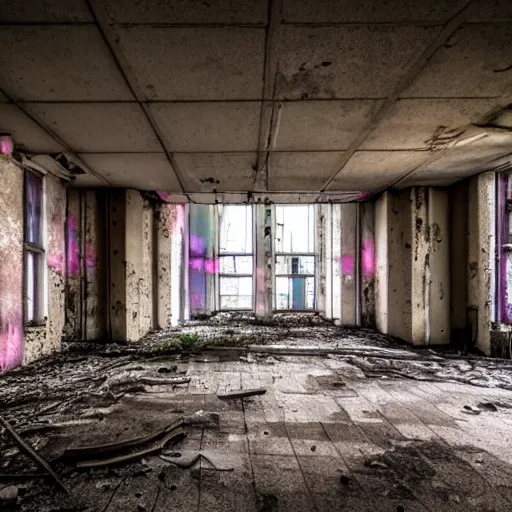 Image similar to urbex urban exploration, synthwave