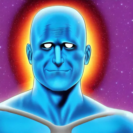 Image similar to doctor manhattan in the style of pixar