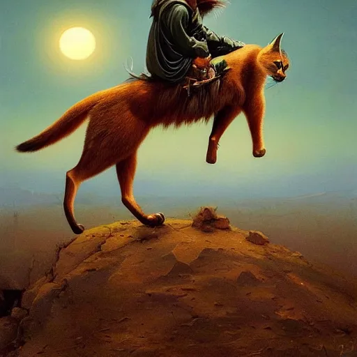 Image similar to a detailed painting of a cute caracal riding a harley davidson motorcycle. movie scene, cinematic scene, sunset, road. by beksinski and carl spitzweg and tuomas korpi. baroque elements. baroque element. intricate artwork by caravaggio. oil painting. award winning. trending on artstation. 8 k