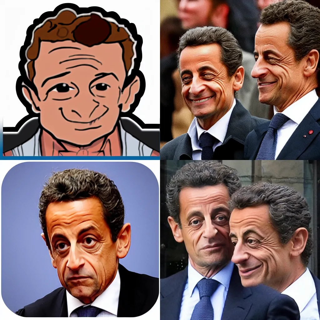 Prompt: app icon of Nicolas Sarkozy dating cartoon style