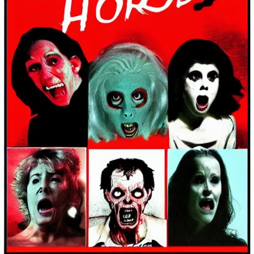 Prompt: horror movie poster, in the style of the eighties,