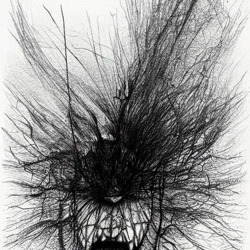 Prompt: detailed micron drawing by stephen gammell