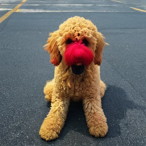 Prompt: scary clown, goldendoodle