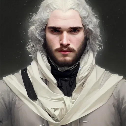 Image similar to portrait of john snow, intricate, elegant, highly detailed, digital painting, artstation, concept art, smooth, sharp focus, illustration, art by artgerm and greg rutkowski and alphonse mucha and william - adolphe bouguereau