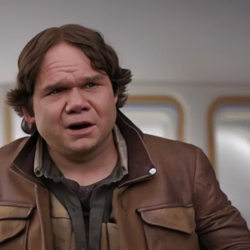 Prompt: Frank Reynolds as Han Solo in star wars, still, high quality