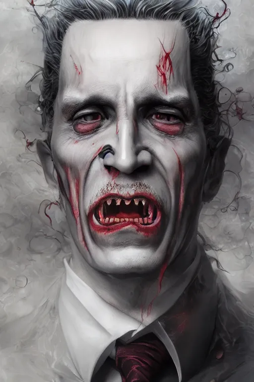 Prompt: Photorealistic Portrait of the Lord of Shadows, Dracula by Ayami Kojima and Ewelina Kowalczyk, Realism, CGI Render, Path Tracing, Subsurface Scattering, Global Illumination