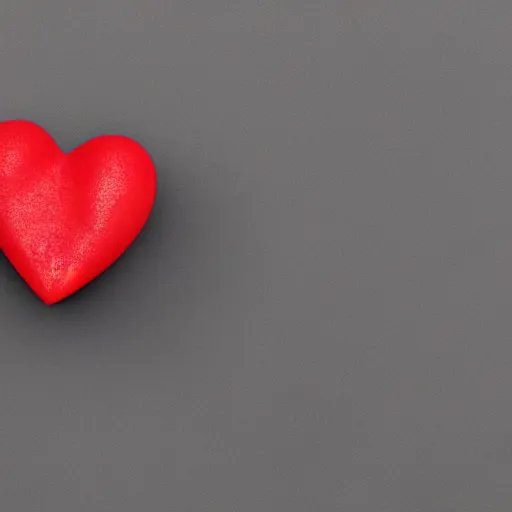 Image similar to 3d render of a badly formed red putty heart shape in the middle of a gray sheet of paper