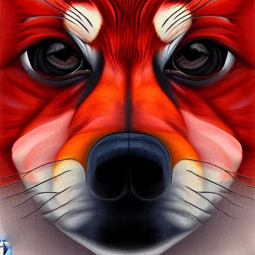 Image similar to zoomorphic a red face wolf, pepe the frog like face, digital painting, ultra sharp, by gary cook