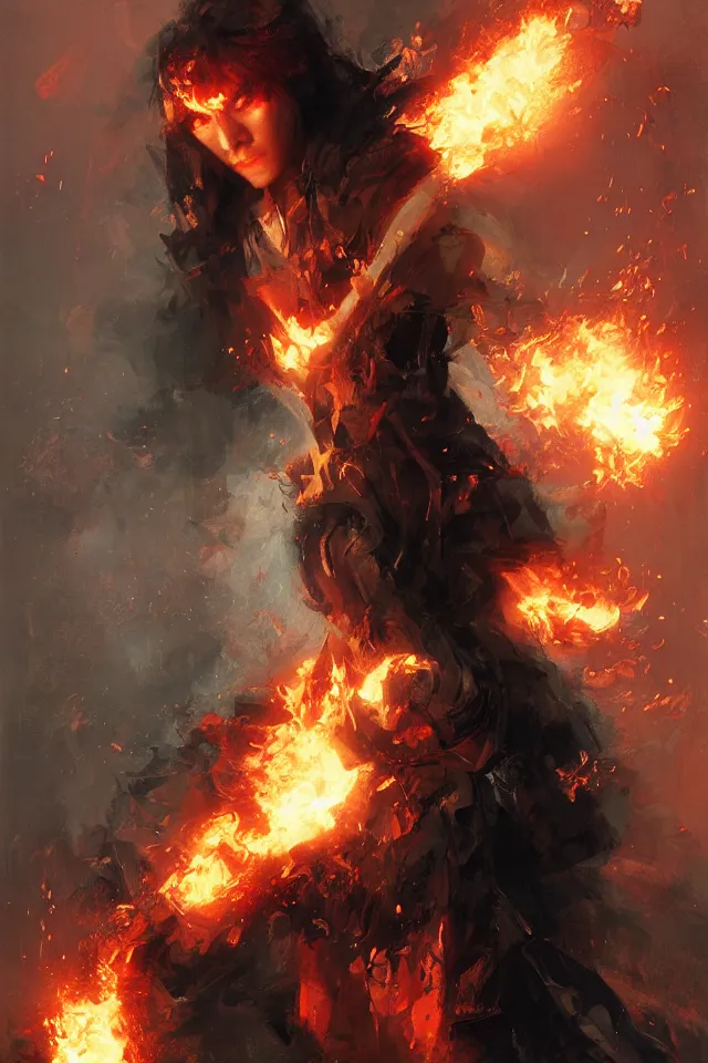 Prompt: The pyromancer by ruan jia