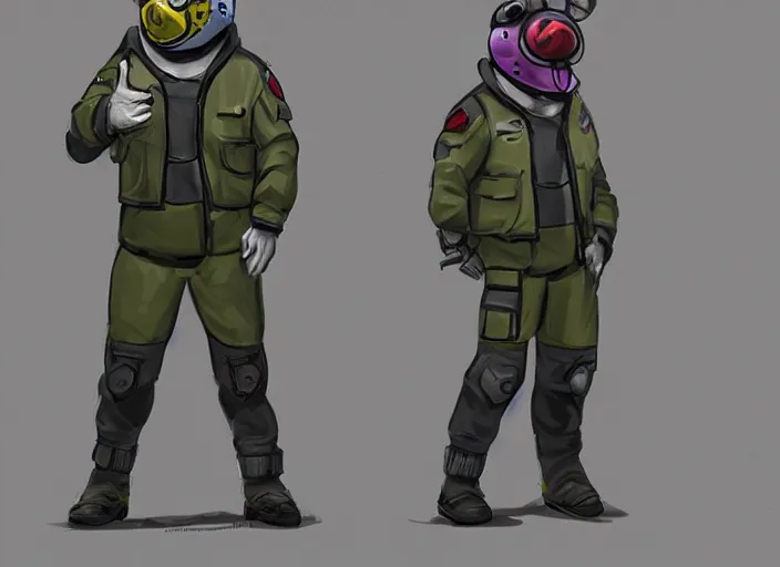 Image similar to budgie wearing a pilot helmet and pilot jacket giving a thumbs up to the viewer, full body concept art, digital painting, 8 k, trending on deviantart, trending on furaffinity, concept art.