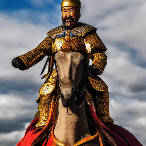 Image similar to A photograph of Genghis Khan, photo, 8k, natural lighting, shot on iphone, hyperdetailed