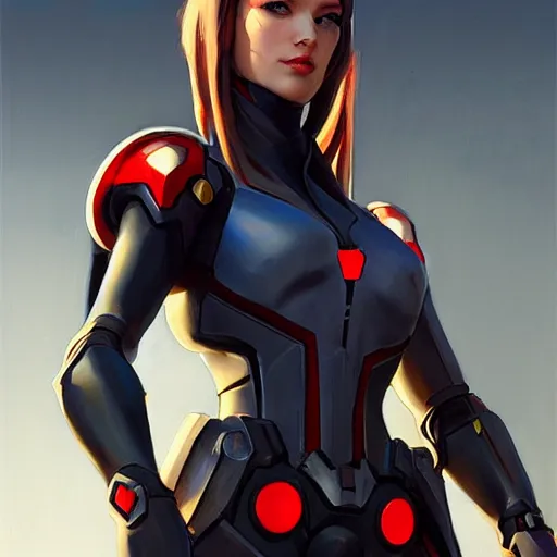 Image similar to greg manchess portrait painting of light armored black widow as overwatch character, medium shot, asymmetrical, profile picture, organic painting, sunny day, matte painting, bold shapes, hard edges, street art, trending on artstation, by huang guangjian and gil elvgren and sachin teng