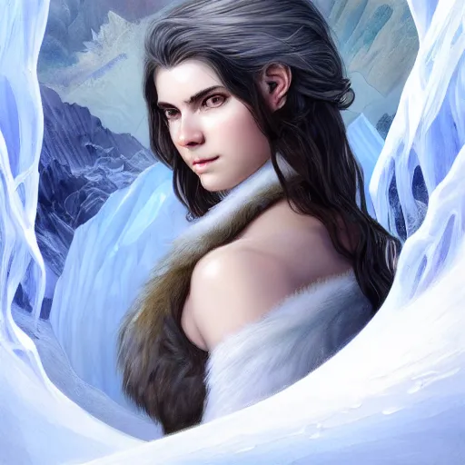 Prompt: portrait of mighty baby harp seal, greek god, white hair, soft hair, d & d, muscular, ice and glaciers, arctic, fantasy, intricate, elegant, highly detailed, digital painting, artstation, concept art, smooth, sharp focus, illustration, art by artgerm and greg rutkowski and alphonse mucha