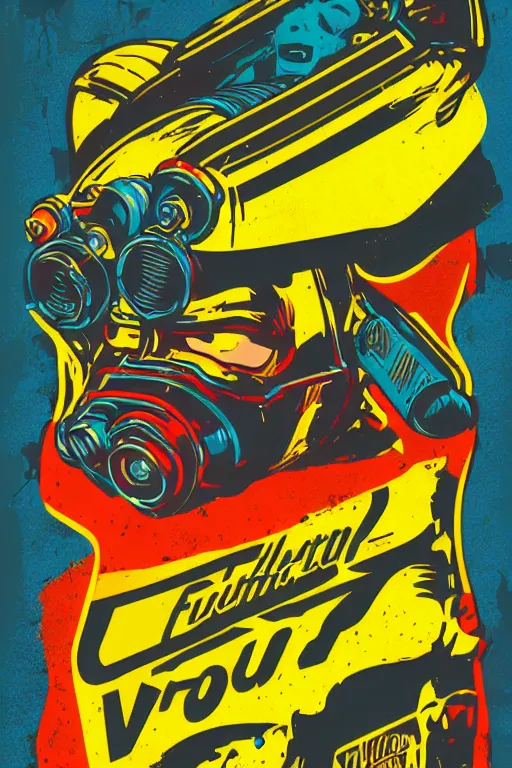 Image similar to fallout 7 6 retro futurist illustration art by butcher billy, sticker, colorful, illustration, highly detailed, simple, smooth and clean vector curves, no jagged lines, vector art, smooth andy warhol style