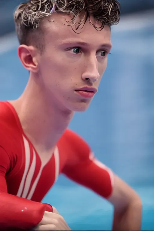 Image similar to troye sivan as an olympic diver, red weapon 8 k s 3 5, cooke anamorphic / i lenses, highly detailed, cinematic lighting