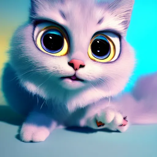 Prompt: baby gem cat, cat, big eyes, crystalized scales, white fur with gems, pastel colours, shiny glitter / crystals, pixar animation style, detailed, soft light, octane render, 4 k,