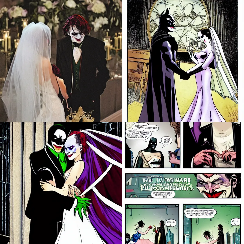 Prompt: the joker marrying batman