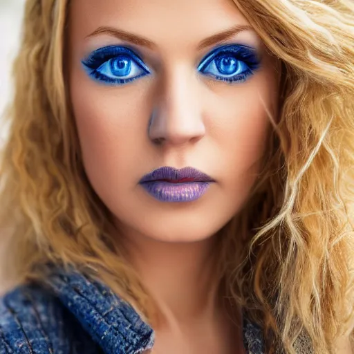 Prompt: portrait of a woman with blonde hair and blue eyes, 4k,